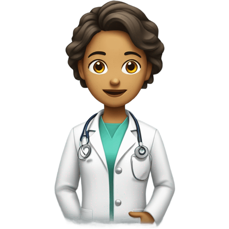 Chica pelo corto castaño doctora emoji