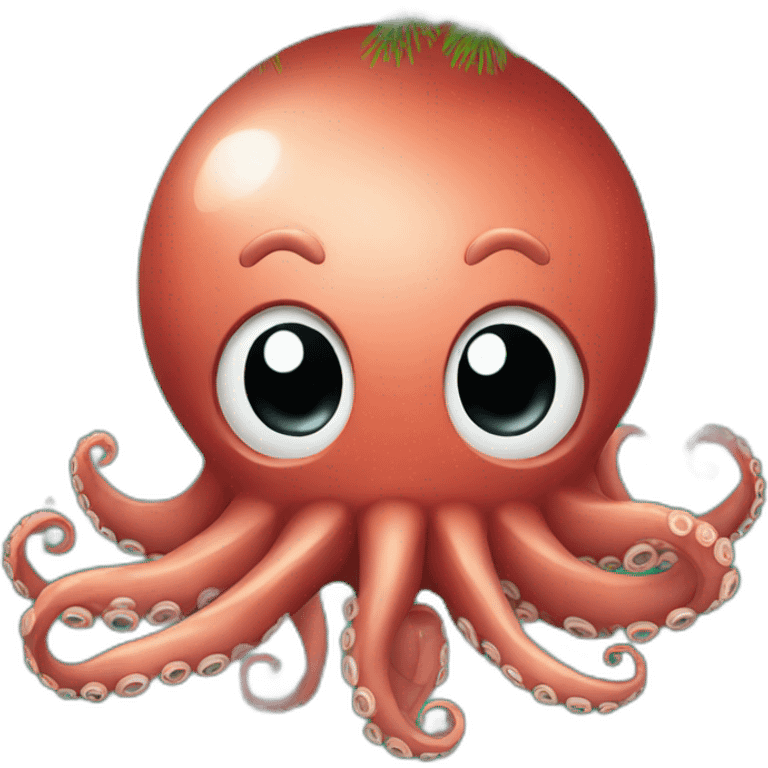 Octopus by a christmas tree emoji