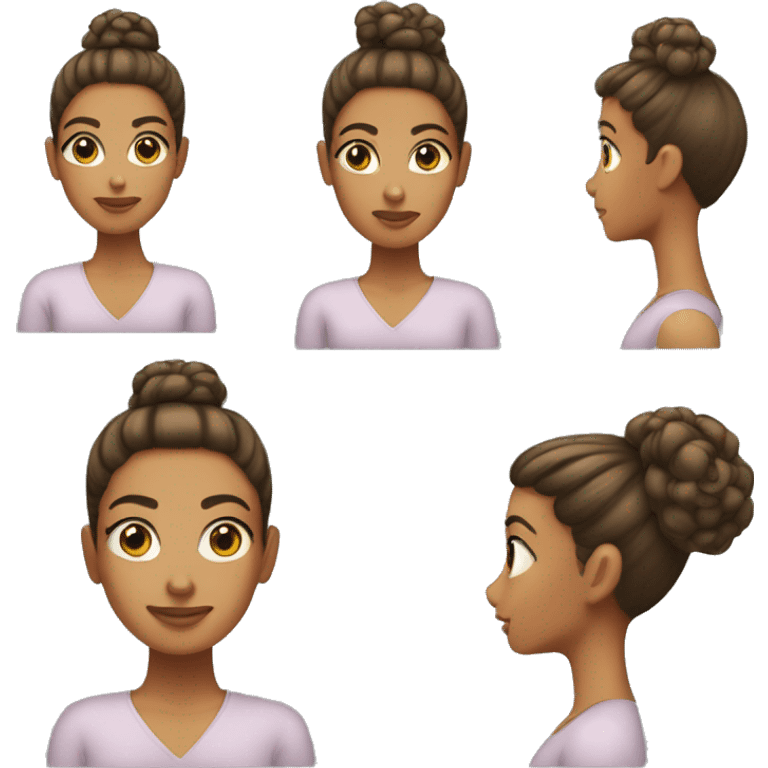 A mixed girl with a slick back curly hair bun emoji