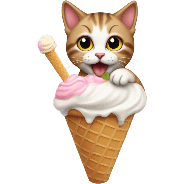 Kitten eating ice cream emoji