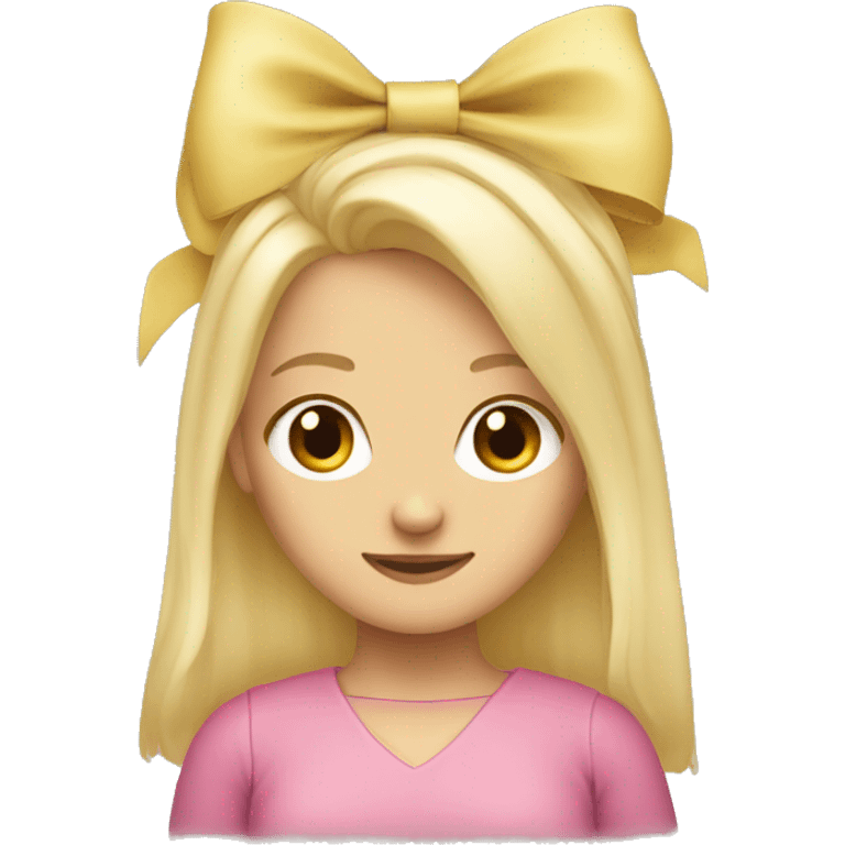 blonde girl standing backwards with a bow on her head emoji