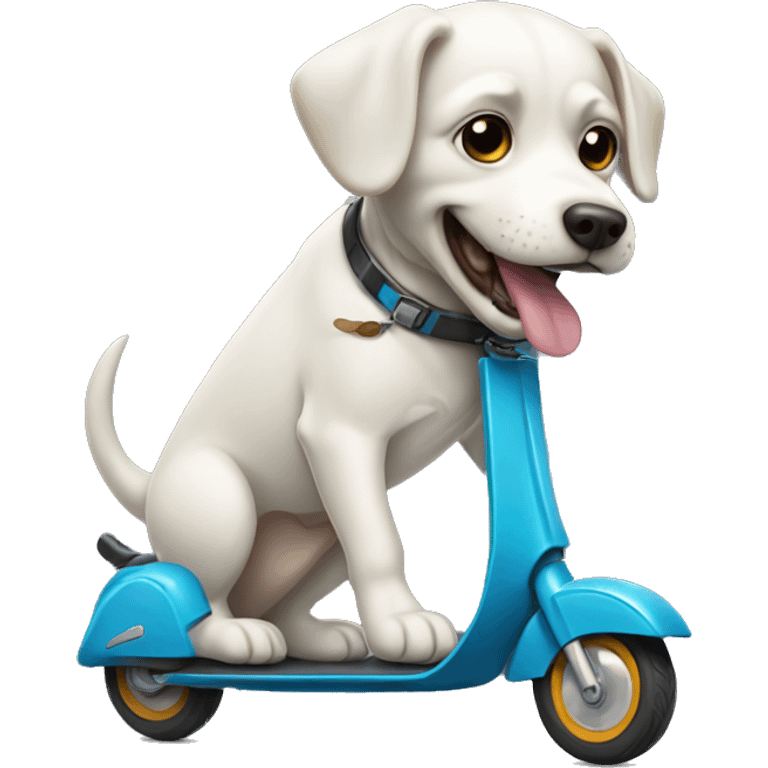 Dog riding a scooter emoji