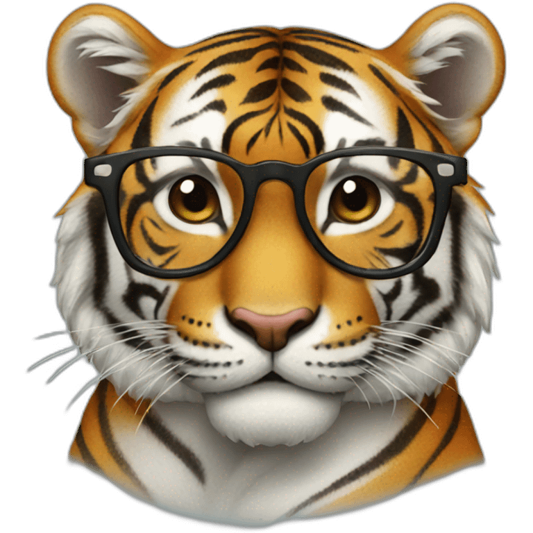 Tiger with glasses emoji