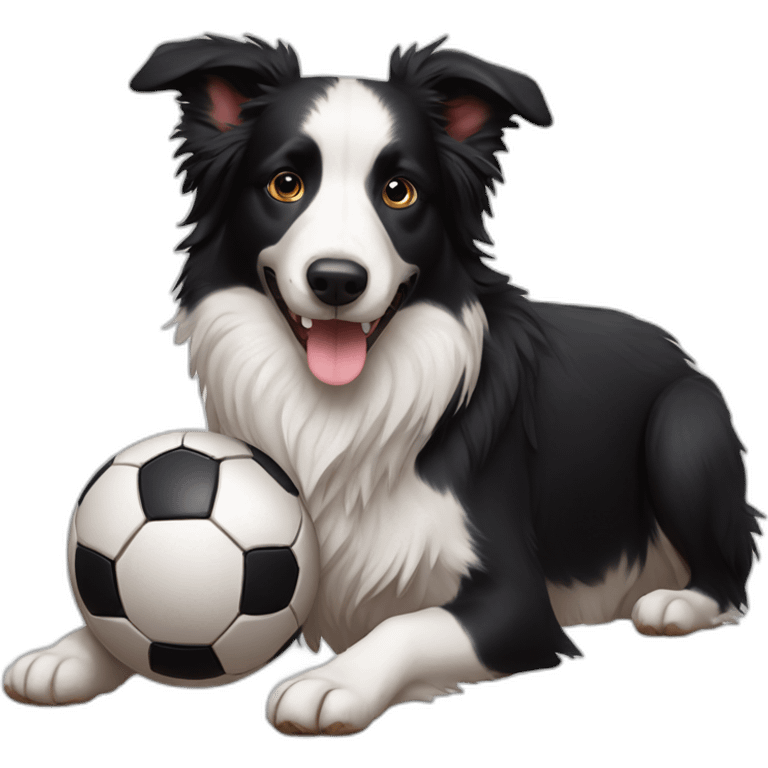 border collie with soccer ball emoji