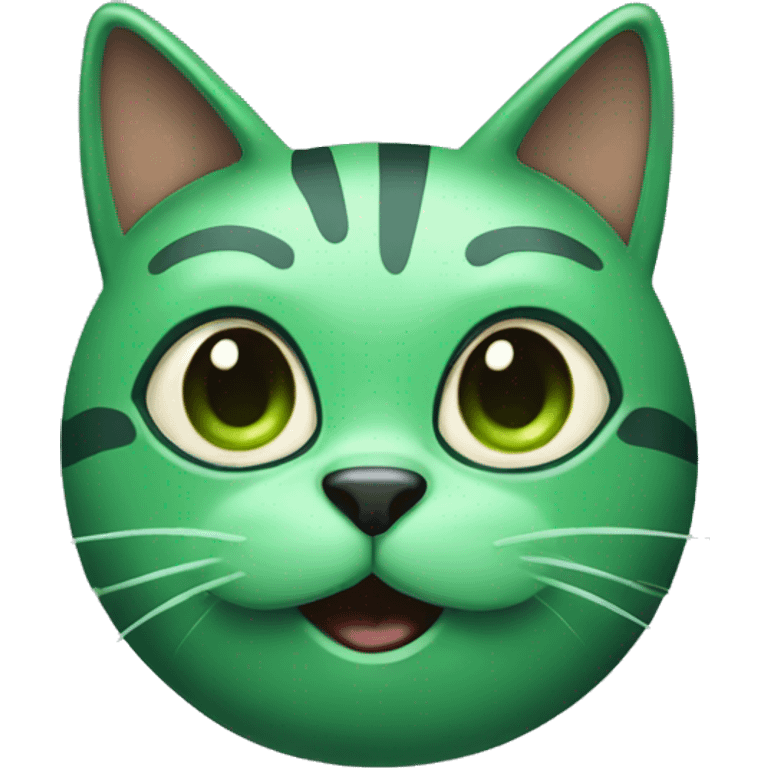 Green cat with black eyes and antenna  emoji