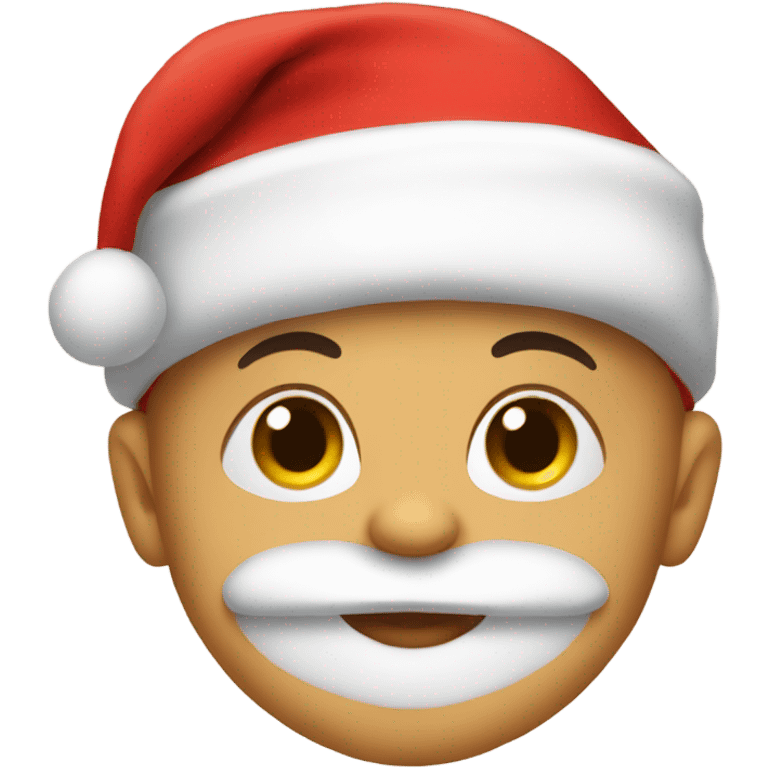 A baby wearing santa hat emoji