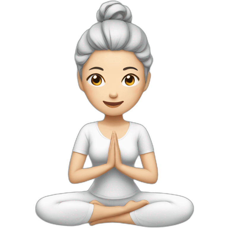 Chinese lady with gray hair doing yoga emoji