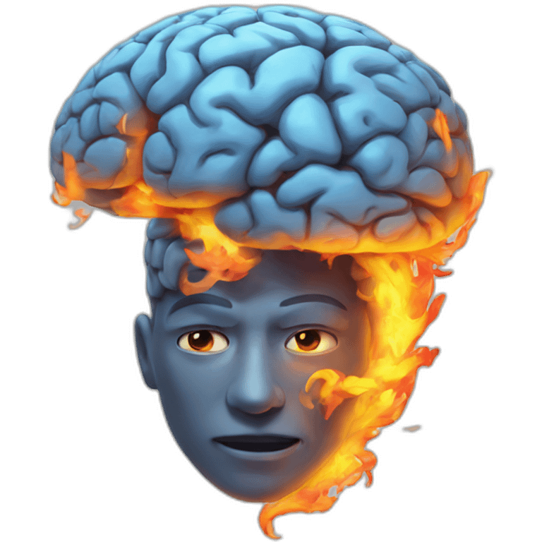 brain coming out with fire above him emoji