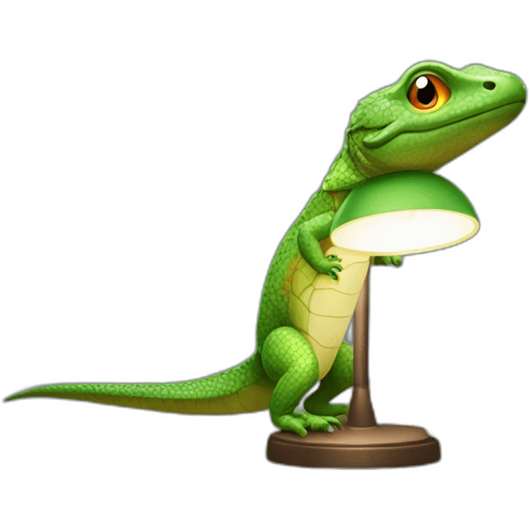 Un lézard sur une lampe emoji