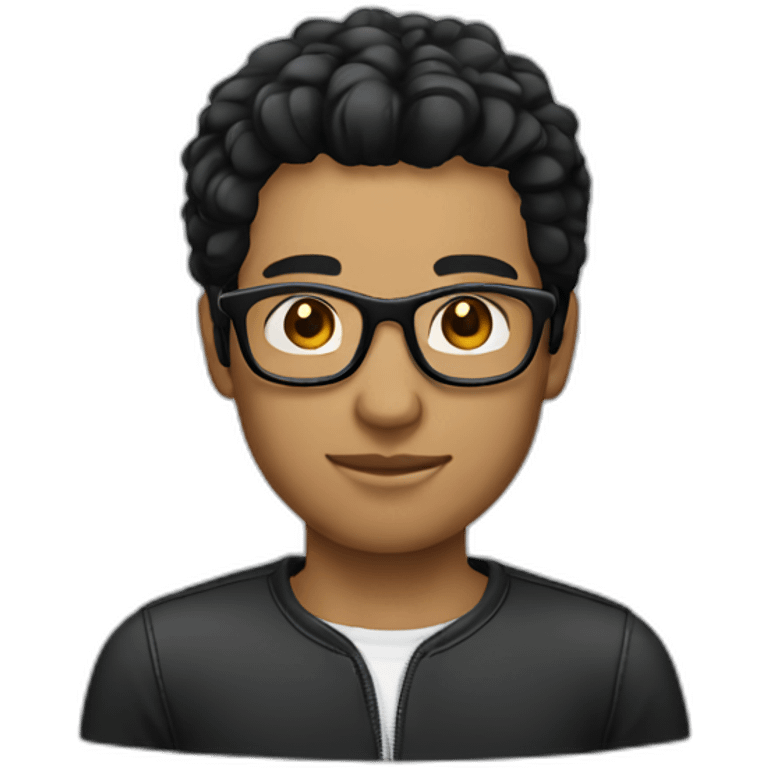 male designer black hair glasses emoji