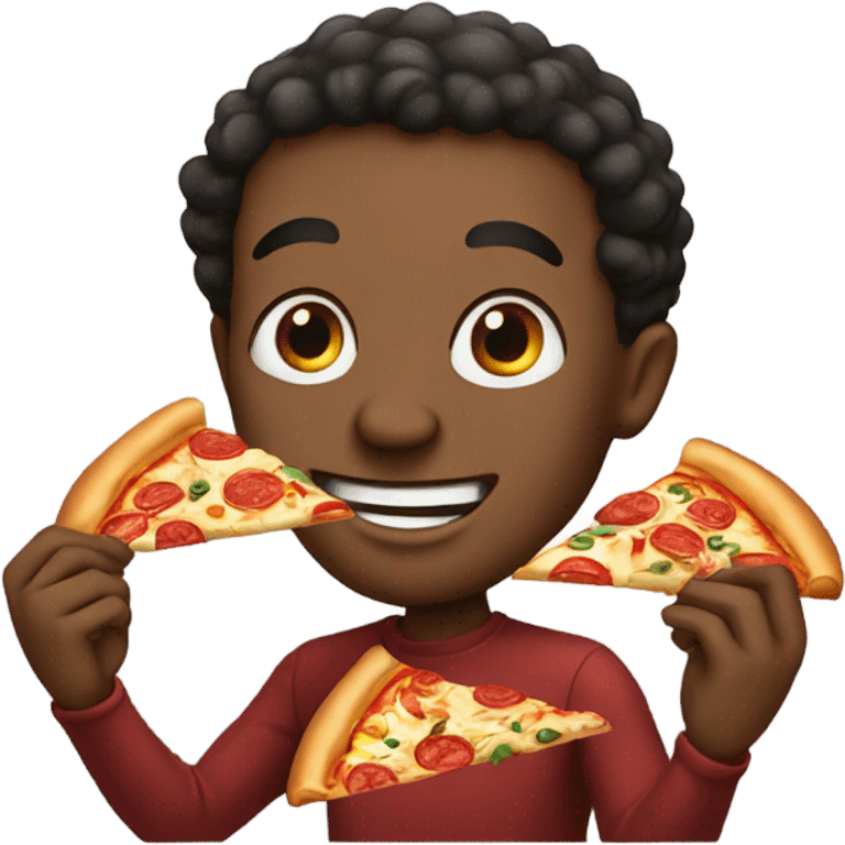 a black guy eating pizza  emoji