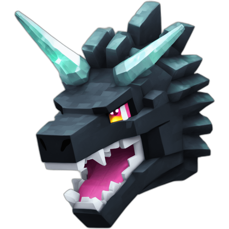 Minecraft Black Godzilla Head With Diamond Unicorn Horn and Lazer Eyes emoji