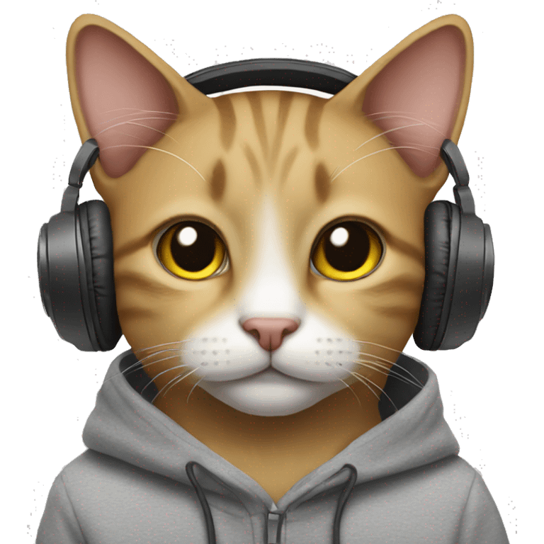 a cat with headphones and a hoodie on emoji