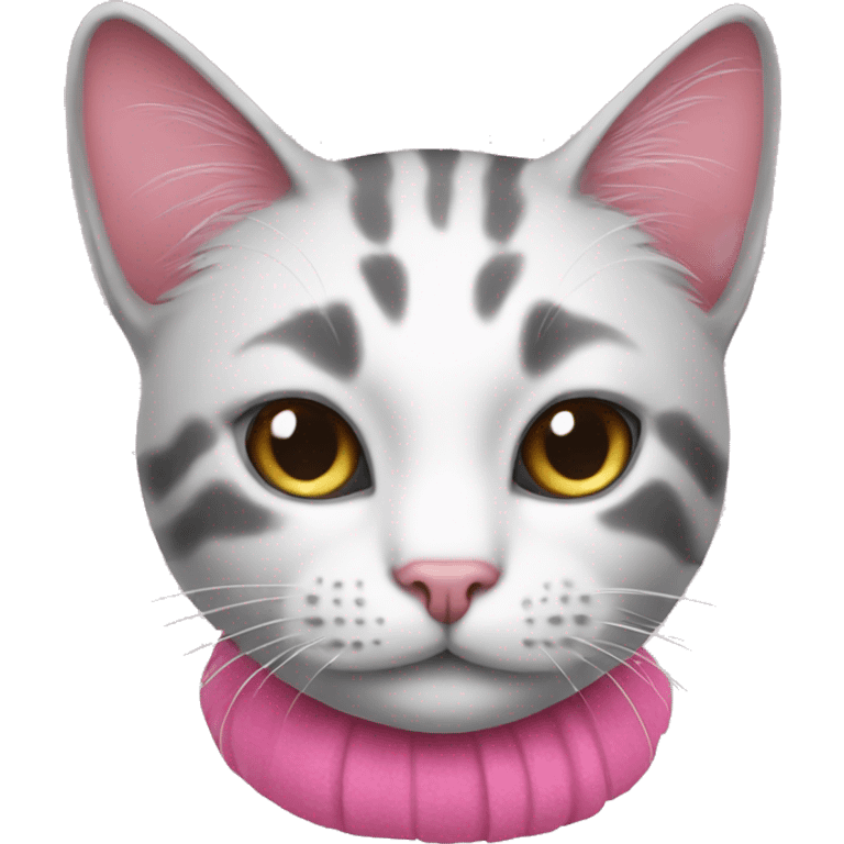 Cat with pink emoji