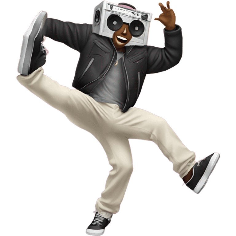 Guy breakdancing with a boombox emoji