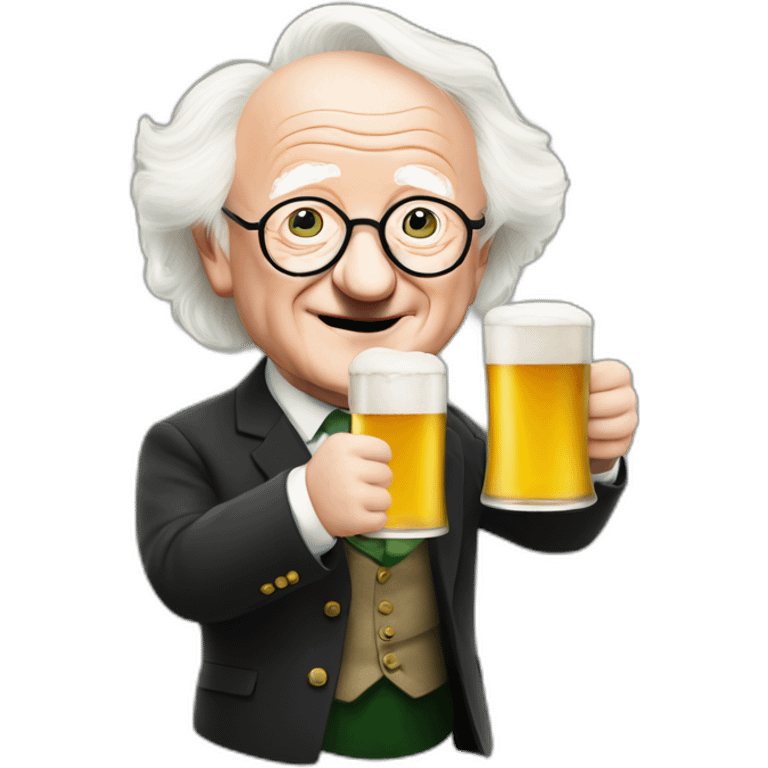 Michael d Higgins with a beer emoji