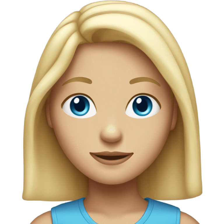 Blond girl with blue eyes and shoulder-length hair emoji