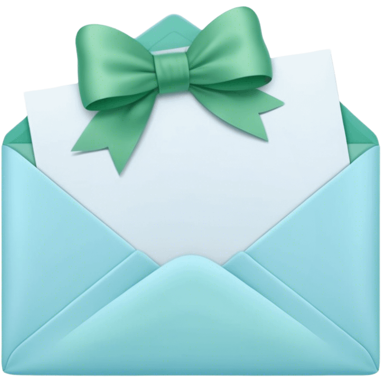 beautiful aesthetic love letter in pastel blue color with green bow aesthetically placed  emoji