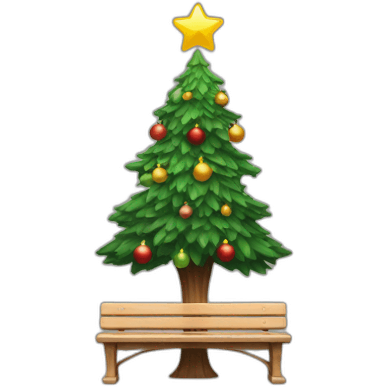 christmas tree and bench emoji