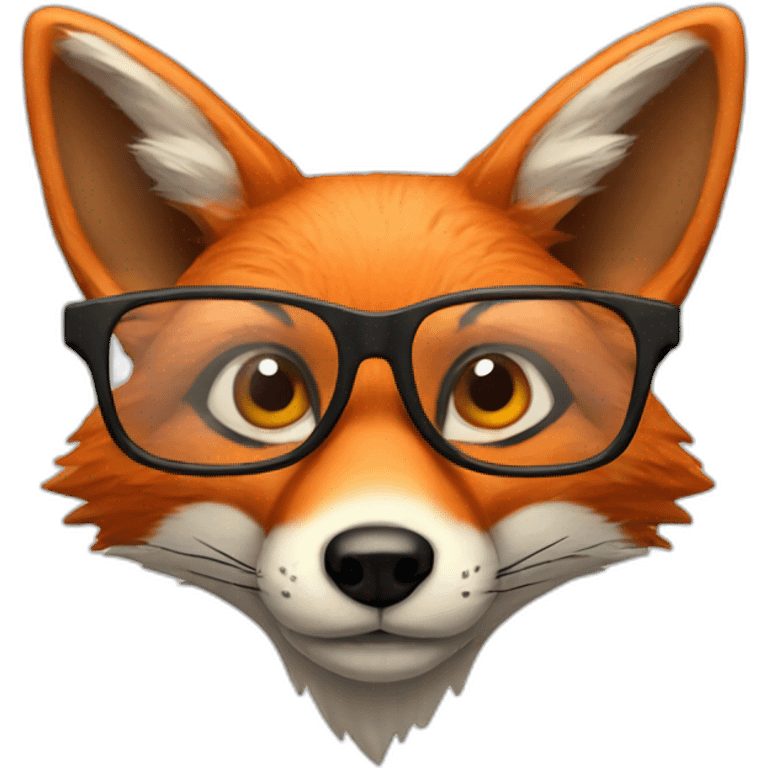 fox wearing glasses with a curious expression emoji