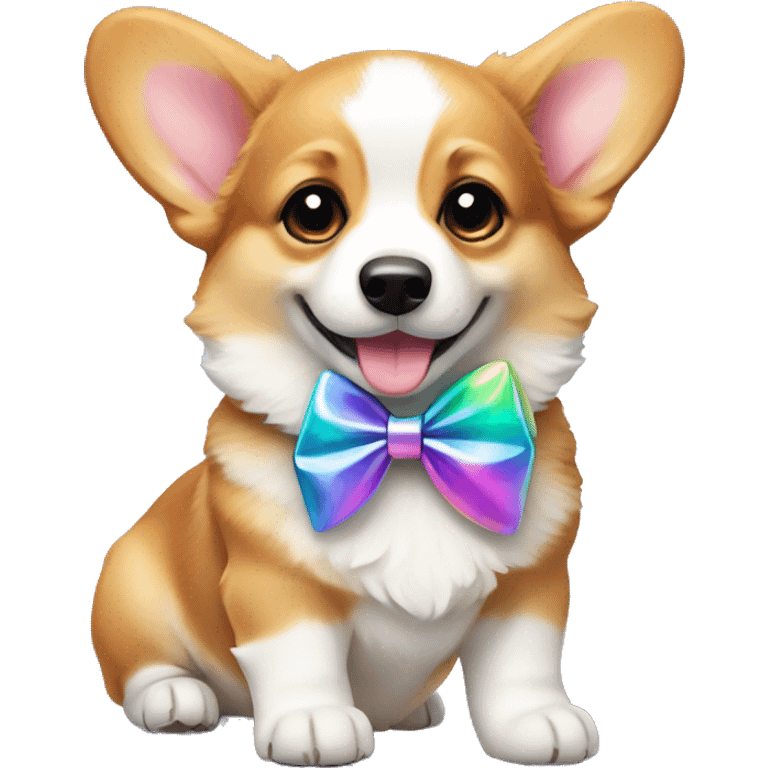 Corgi puppy with iridescent bow emoji