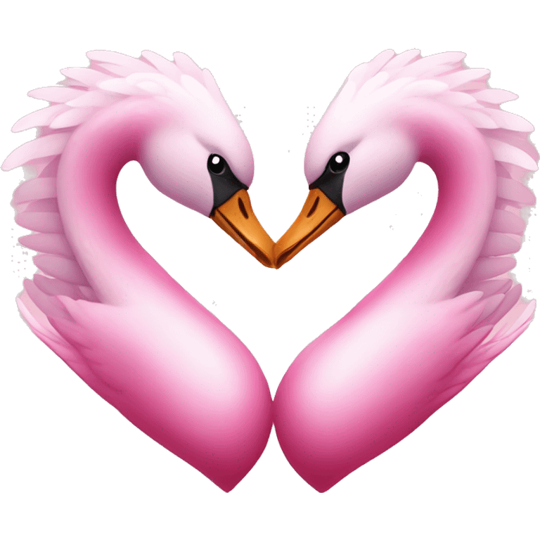 2 pink swans making a heart emoji