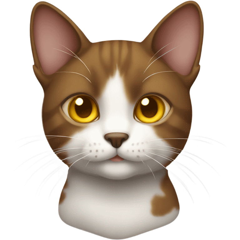 A cute brown cat with yellow eyes and a white neck emoji