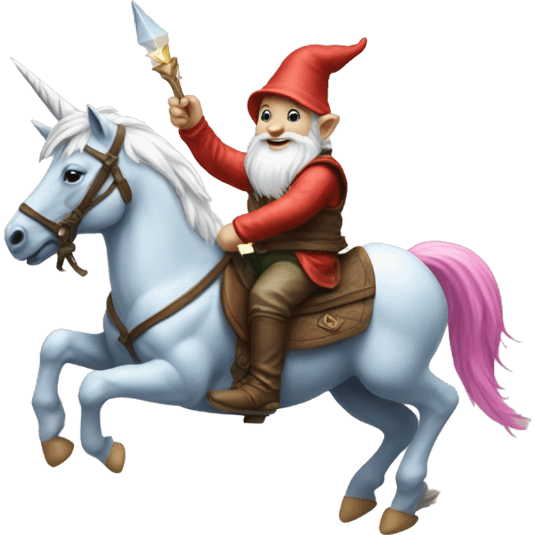 Gnome riding unicorn emoji