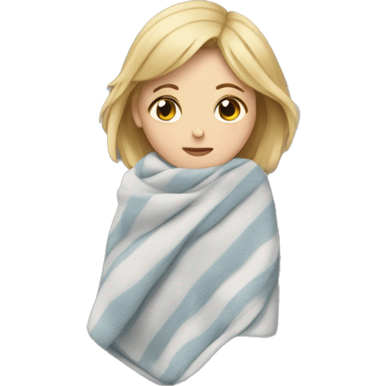 white Girl in blanket cold emoji