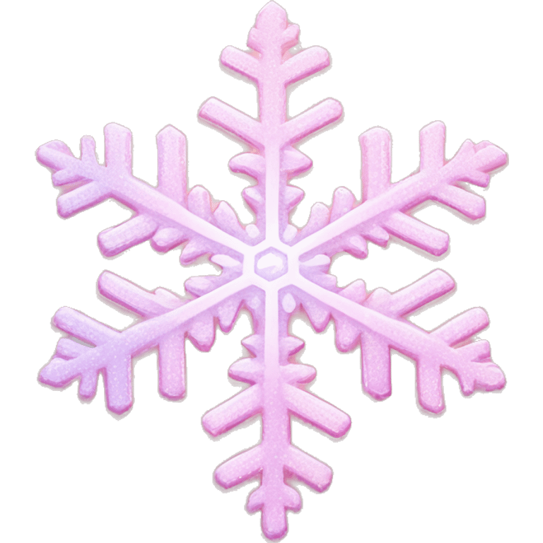 Pastel Pink Snowflake "A delicate pastel pink snowflake with glowing edges, shimmering glittery patterns, and a soft magical light surrounding it." emoji