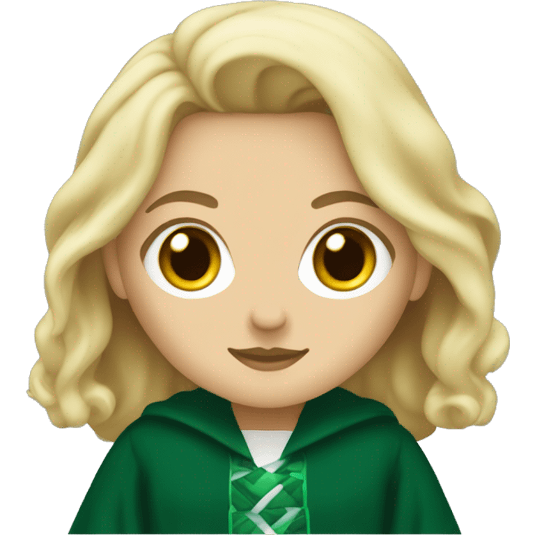 A blonde white girl wearing a Slytherin robe   emoji