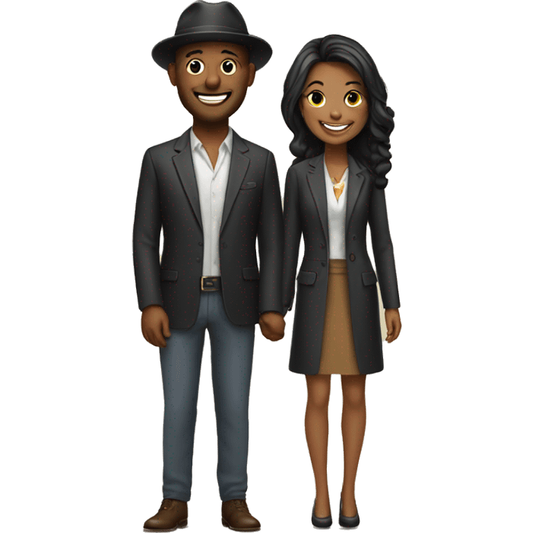 smiling couple in stylish attire emoji