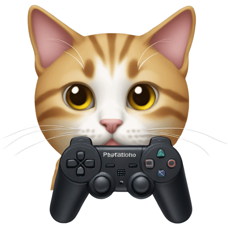 Cat with PlayStation controller ￼ emoji