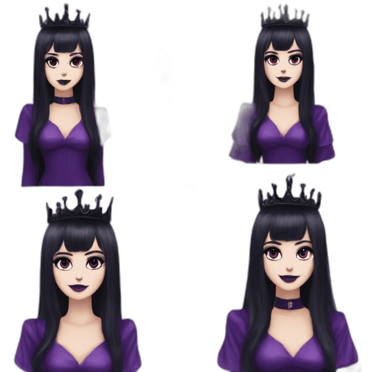 Elissabat-with-bangs-long-hair-dark-purple-and-black-vampire-goth-makeup-crown-pinkeyes emoji