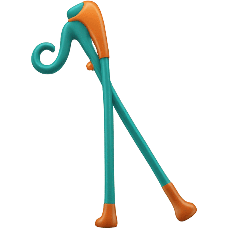 Teal and orange walking cane emoji