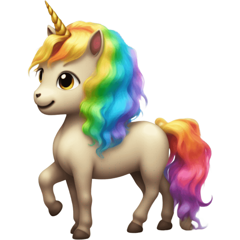 Rainbow unicorn with a cat riding it  emoji