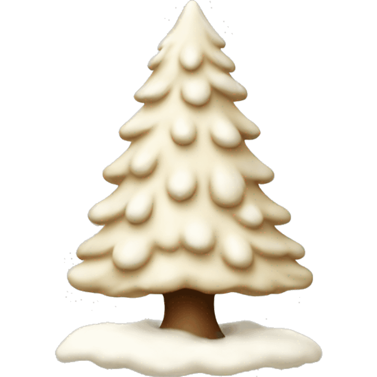 Cream colored Christmas tree with snow  emoji