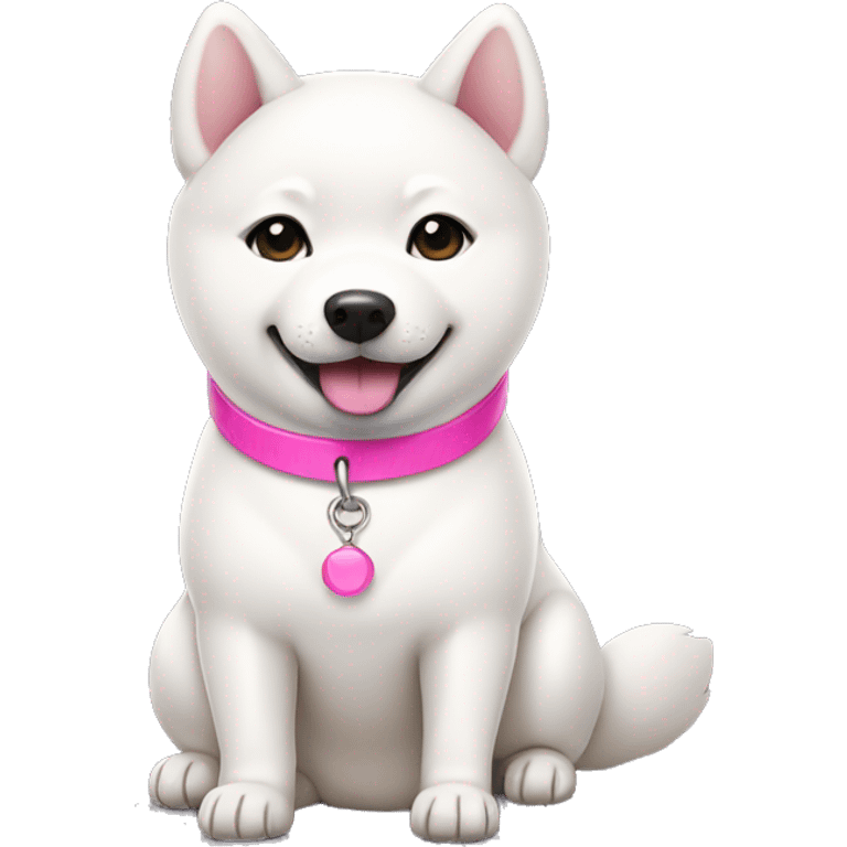 White Shiba Inu with pink collar emoji