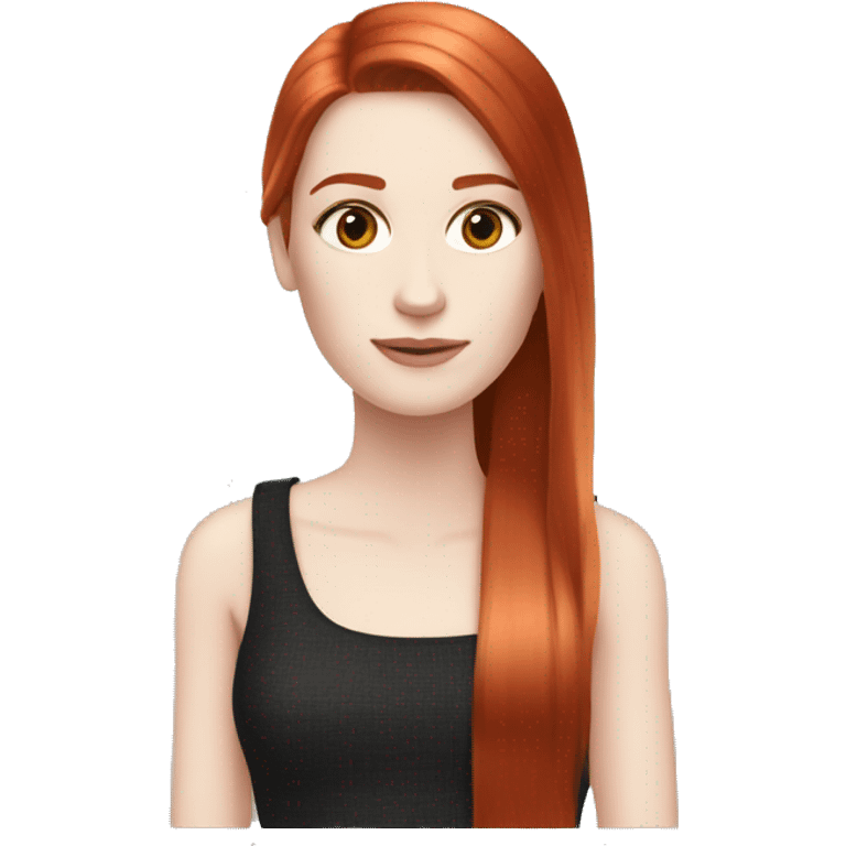 Red head long straight hair pale skin Chanel  emoji