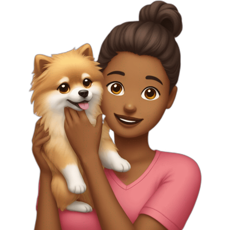 girl-petting-pomeranian emoji