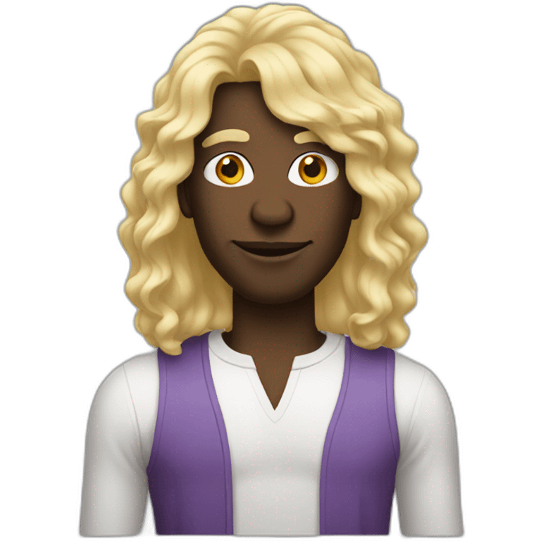 Black man in long blonde wig emoji