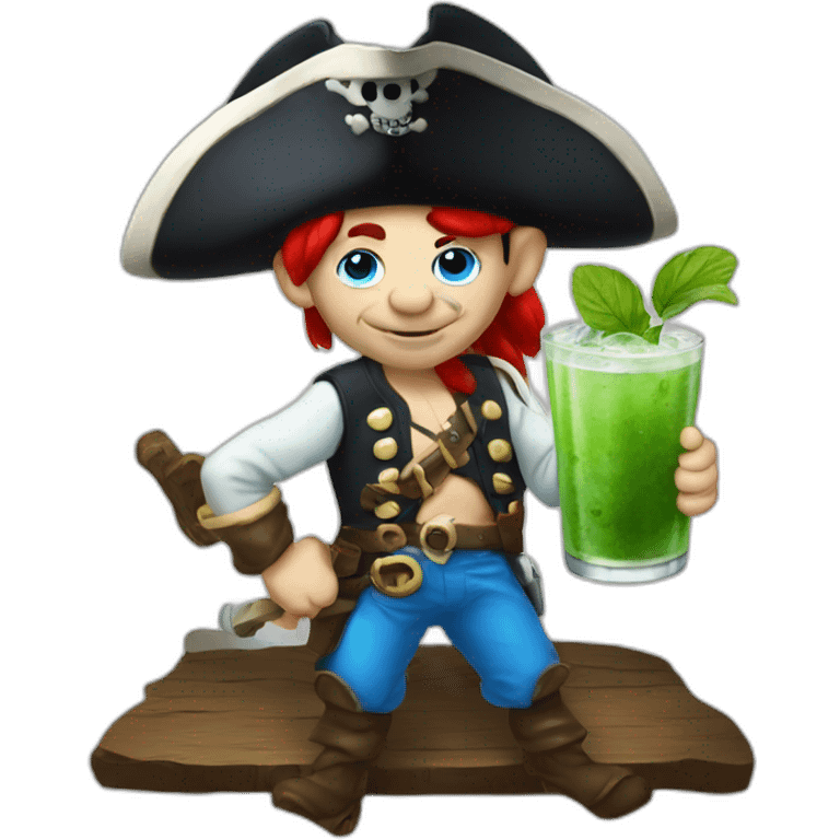 smurf pirate drinking mojito emoji