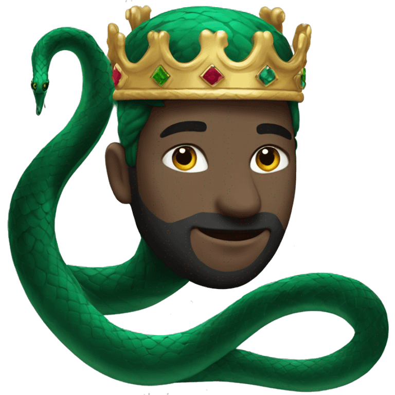 A dark emerald snake with a crown head luxe beautiful  emoji