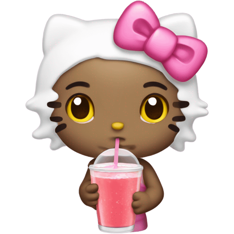 Hello kitty drinking no a emoji