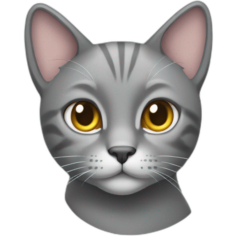 Grey cat with one ear clipped emoji