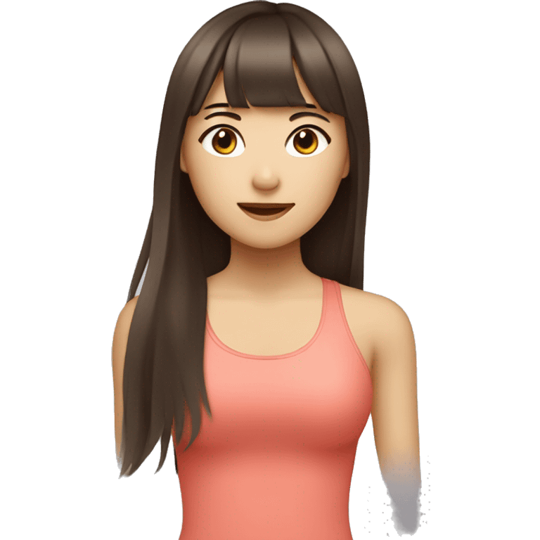 asian girl with long brown hair and bangs doing pilates  emoji