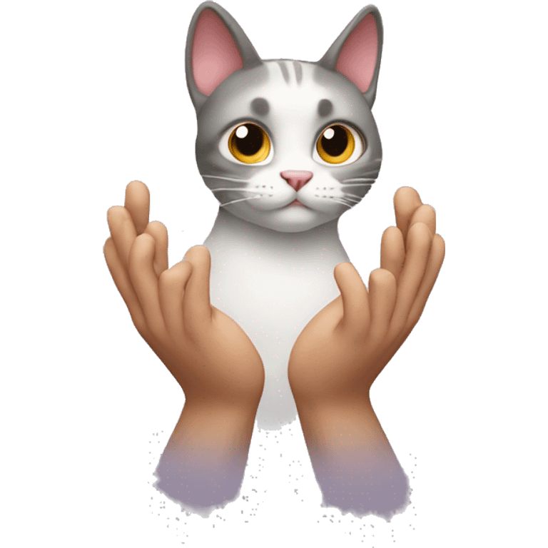 Cat with big hands emoji