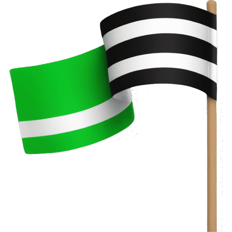 3 horizontal lines  flag green white and black in a stick  emoji