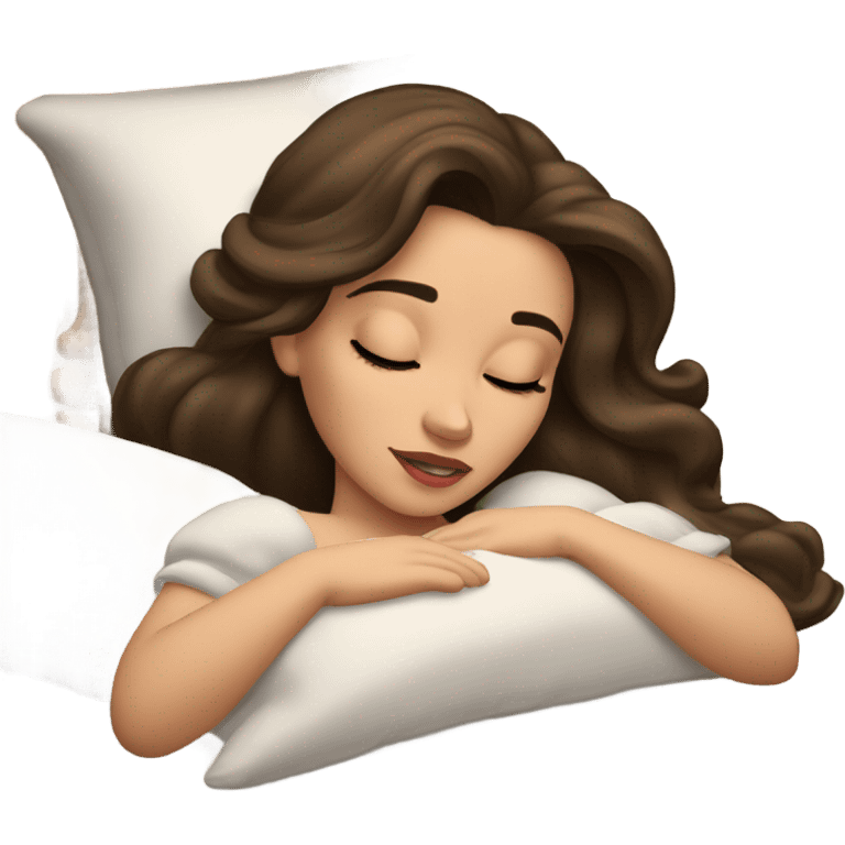 Sleeping brunette beauty princess Disney, bed, white skin emoji