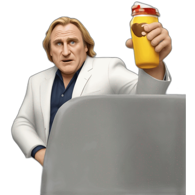 Gérard Depardieu en train de boire emoji